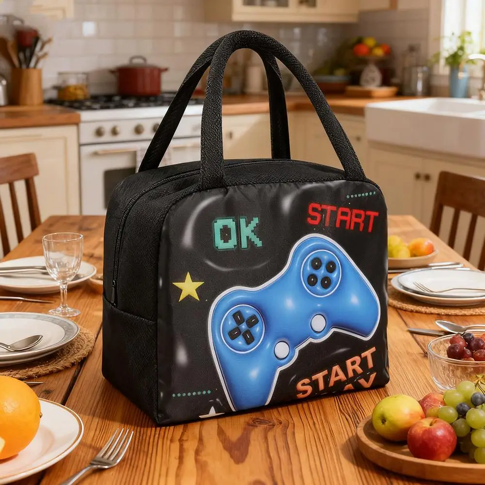 Cartoon Animal Pattern Lunch Bag Thickened Handheld Insulated Lunch Box Bags Large Capacity Children Bento Bag