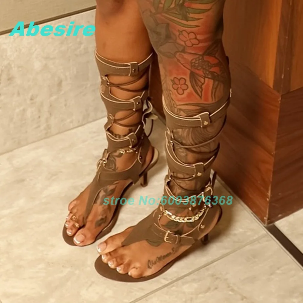 Belt-Buckle Patchwork Cross-Tied Sandal Boots Clip Toe Kitten Heels Slingback Shoes for Women Spicy Girls Party Fashion Shoes