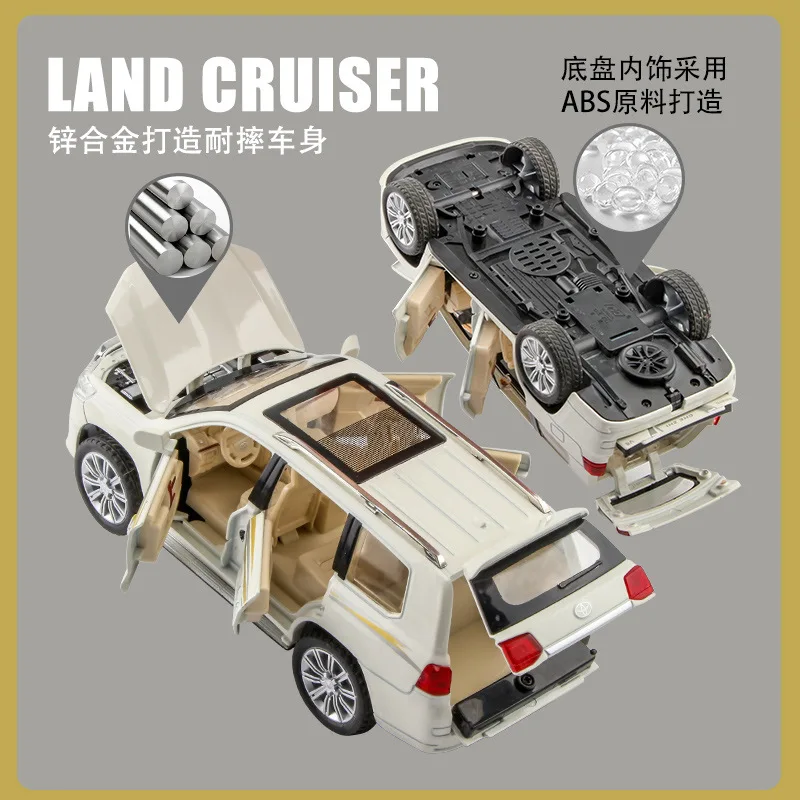 1:24 LAND CRUISER Off Road Alloy Diecast SUV Model Sound & Light Toy Display Collect Hobby Model Ornament Gift For Friend