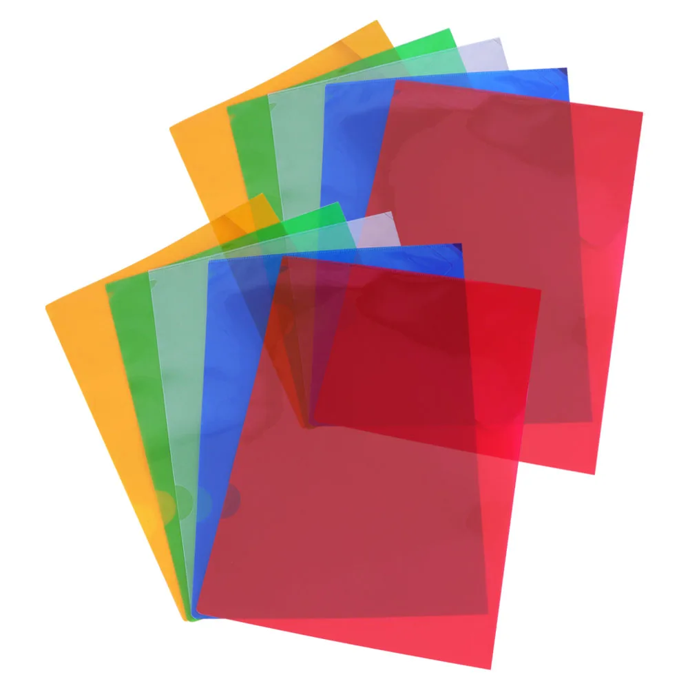 

10 Pcs A4 Folder Colored Plastic Document Covers Clear File Folders Letter Size Binder Pouches Storage Office School