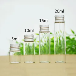 1PCS 5ML/10ML/15ML/20ML Cute Clear Glass Bottles with Cork Stopper Empty Spice Bottles Jars DIY Crafts Vials