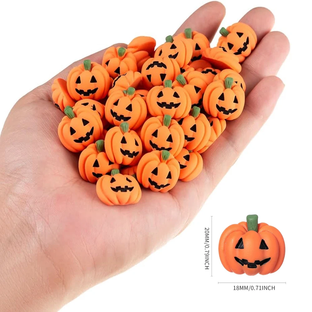 10/20pcs Halloween Resin Pumpkin Miniatures, Flatback Charms for Micro Landscape Home DIY Craft Decoration Supplies