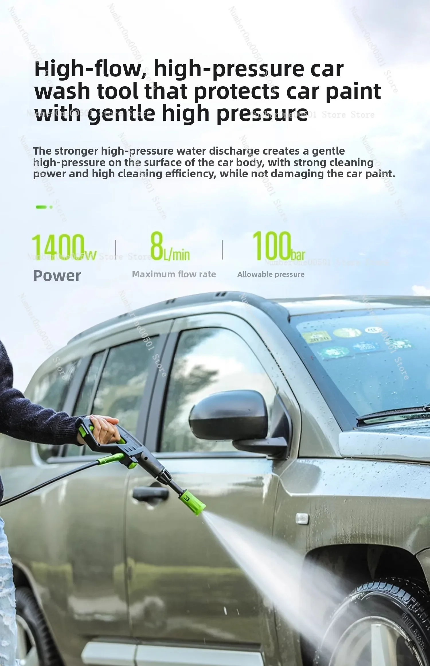220V High Pressure Washer Portable Electric Power Car Wash Machine with Water Pump Gun for Home Use Cleaning Tool High Power