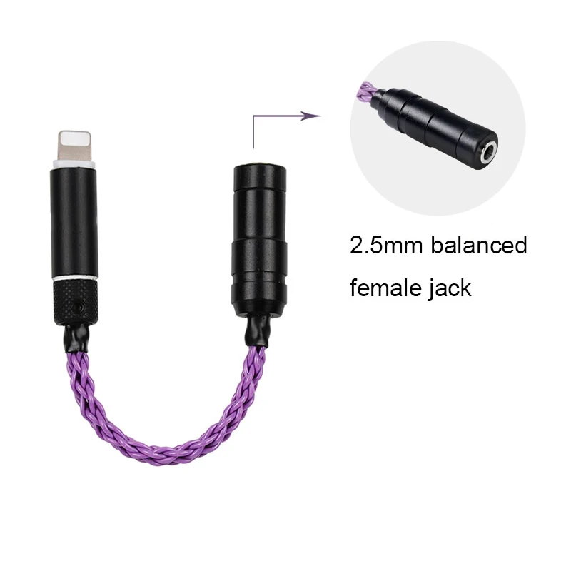 OKCSC HiFi Adapter for iphone Lighting Male Connector 4.4mm 2.5mm Balanced 3.5mm Stereo Female Jack for Earphone Amplifier