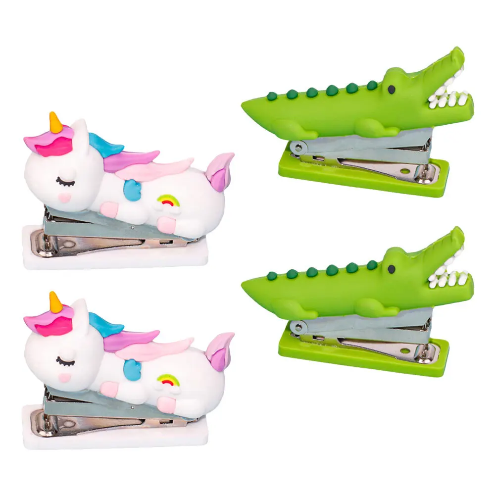 

4Pcs Compact Cartoon Mini Stapler Cute Animal Shaped Portable Desk Office Stationery Animal Stapler