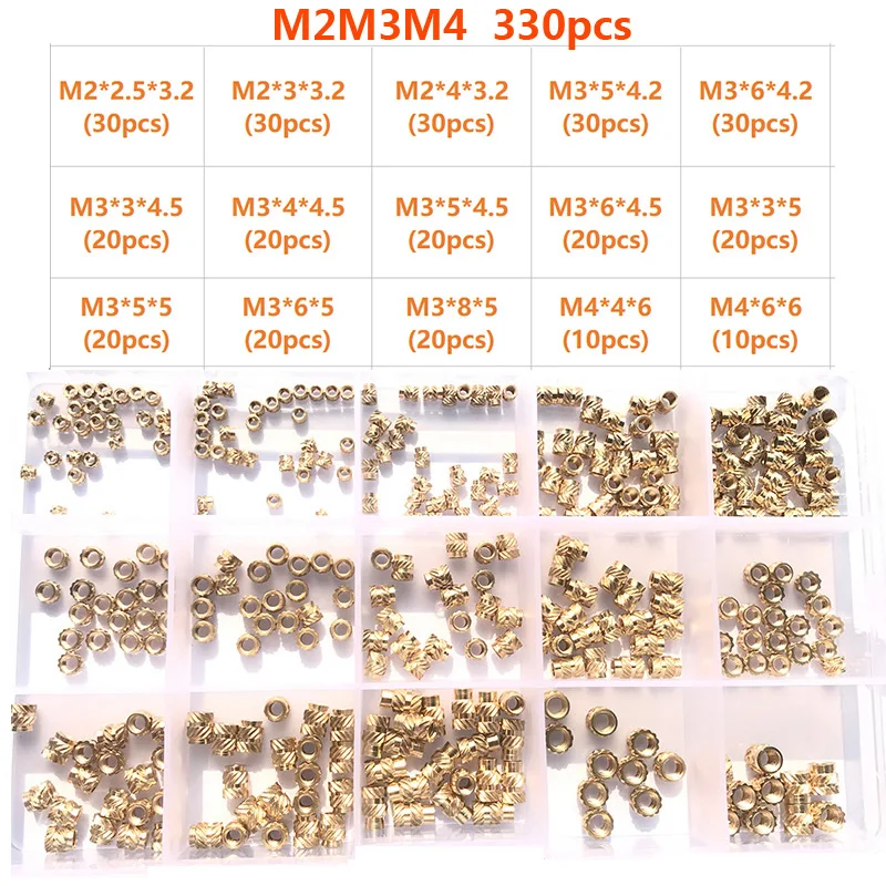 Einsatzmutter-Set M2 M2,5 M3 M4 M5 M6 Messing Hot Melt Rändelmutter Gewinde Wärmeform Doppel-Twill-Einspritzung Einbettung Kupfermutter 3D – Detail 20