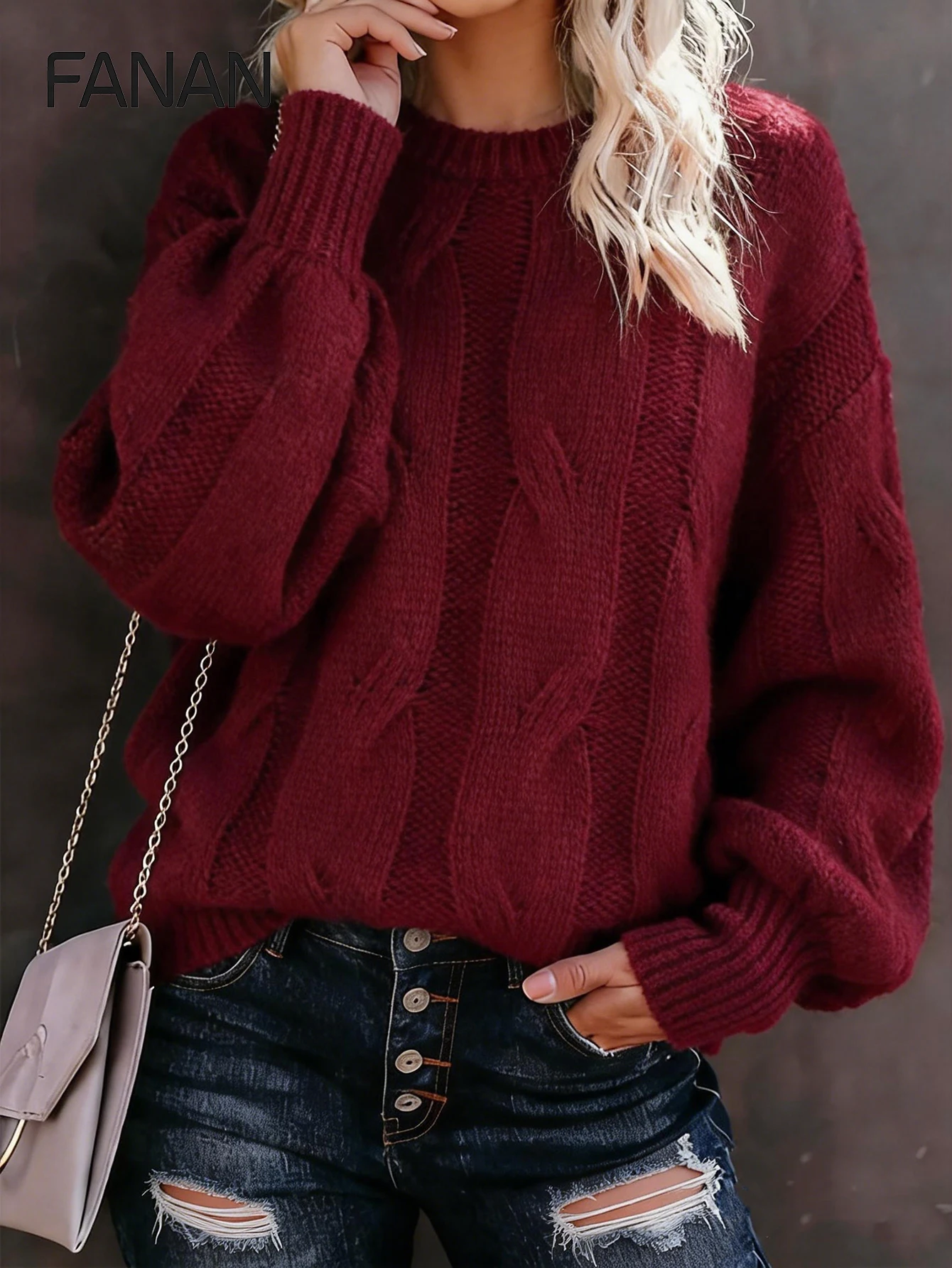 

New Autumn and Winter Niche Knit Cardigan for Women, Designed in a Lazy Style, Red Patterned Loose Round-Neck Pullover, Casual and Elegant Autumn/Winter Top, Basic Versatile Style for Urban Commuting, Stylish and Fashionable Casual Resort Wear, Designer P