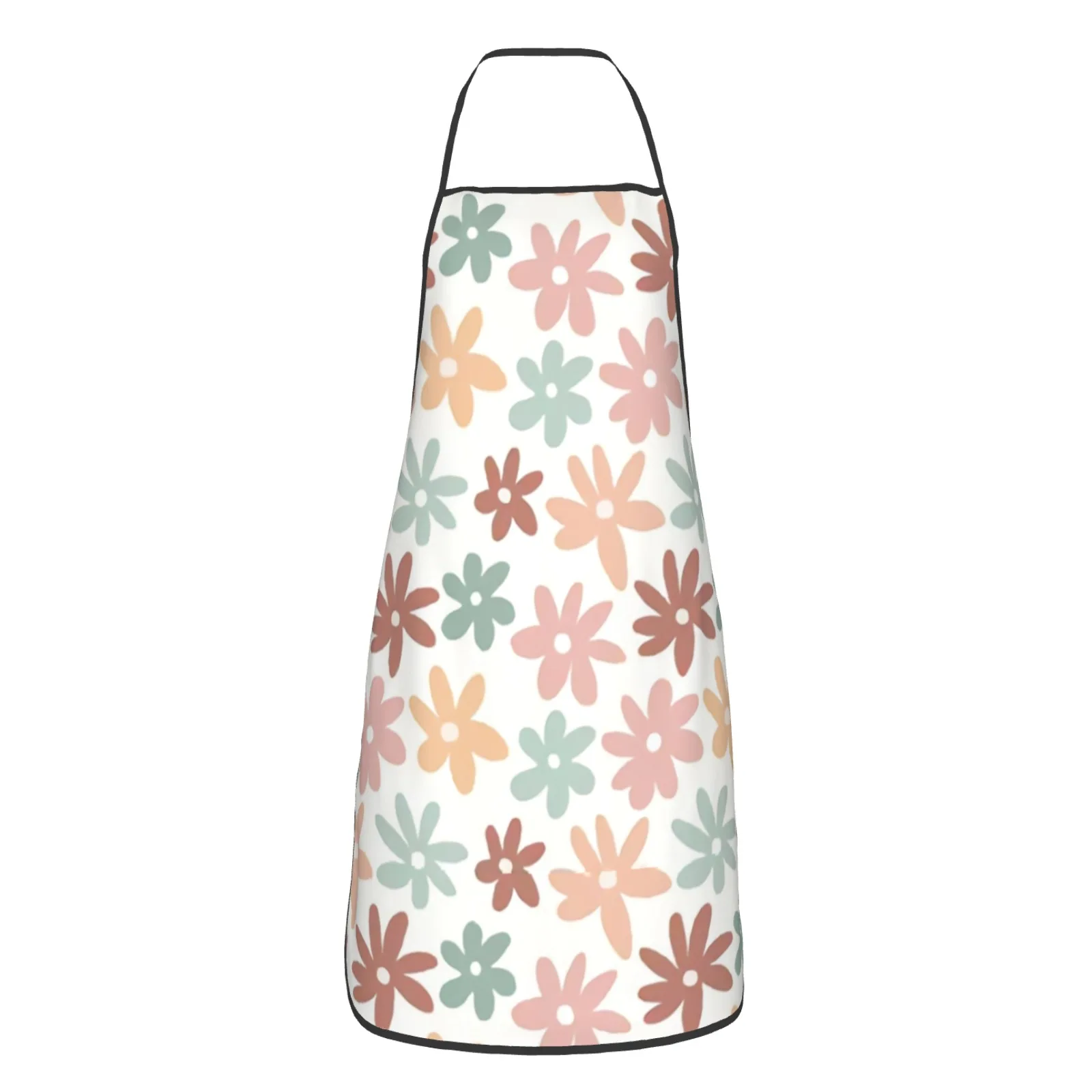 Green Daisy Polyester locking hem Apron Home Cooking Baking Kitchen Colorful White Apron Cute Daisy Summer Flower Colorful Daisy