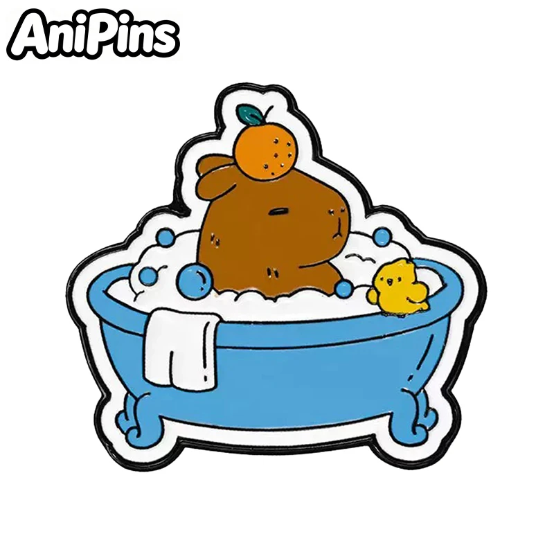 AniPins Funny Capybara Pins 6-design Cute Enamel Animal Badge For Clothes Backpack Brooch Pin Friends Gifts