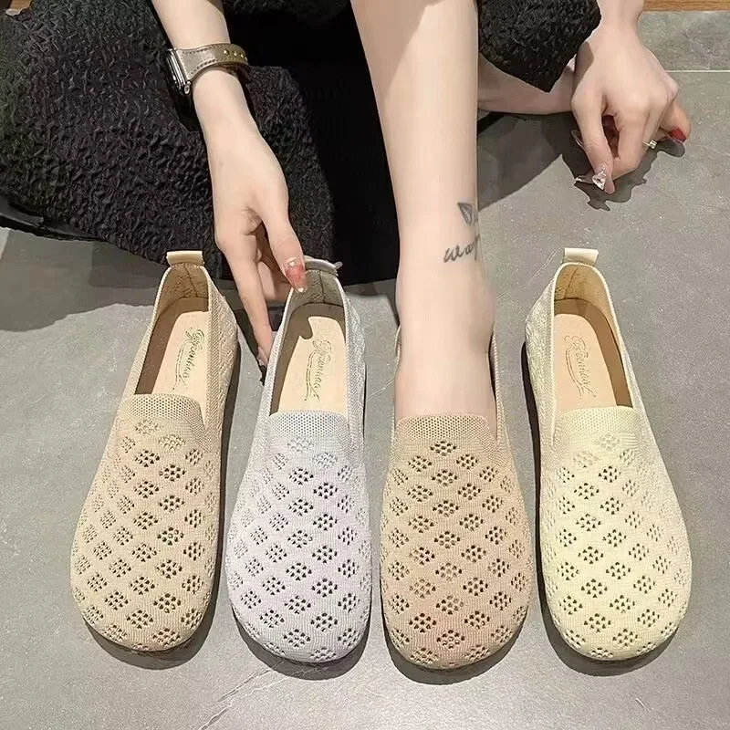 New Fashionable Women's Shoes with One Step Mesh Breathable Casual High Quality Soft Sole Hollow out women's sandals on offer