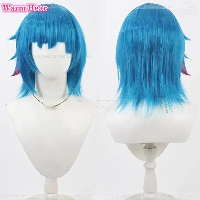 Новый! Jinx Синтетические волосы Game LOL Унисекс Короткая кожа головы Синий Косплей Аниме Парик Термостойкие волосы Парики для Хэллоуина + Кепка для парика