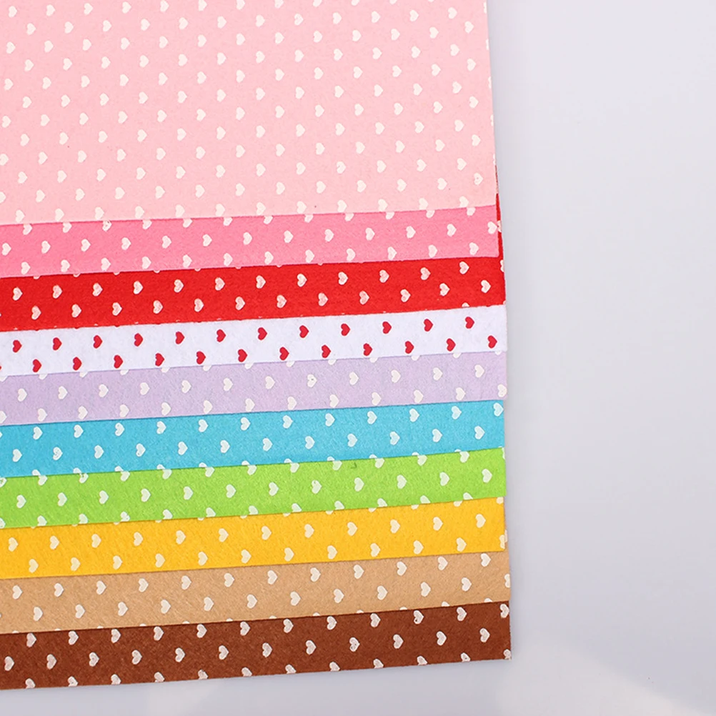 

10pcs Nonwoven Fabric Love Set Bright Washable Durable DIY Craft Decoration Heart Pattern Kids Felt Sheets Art Stationery