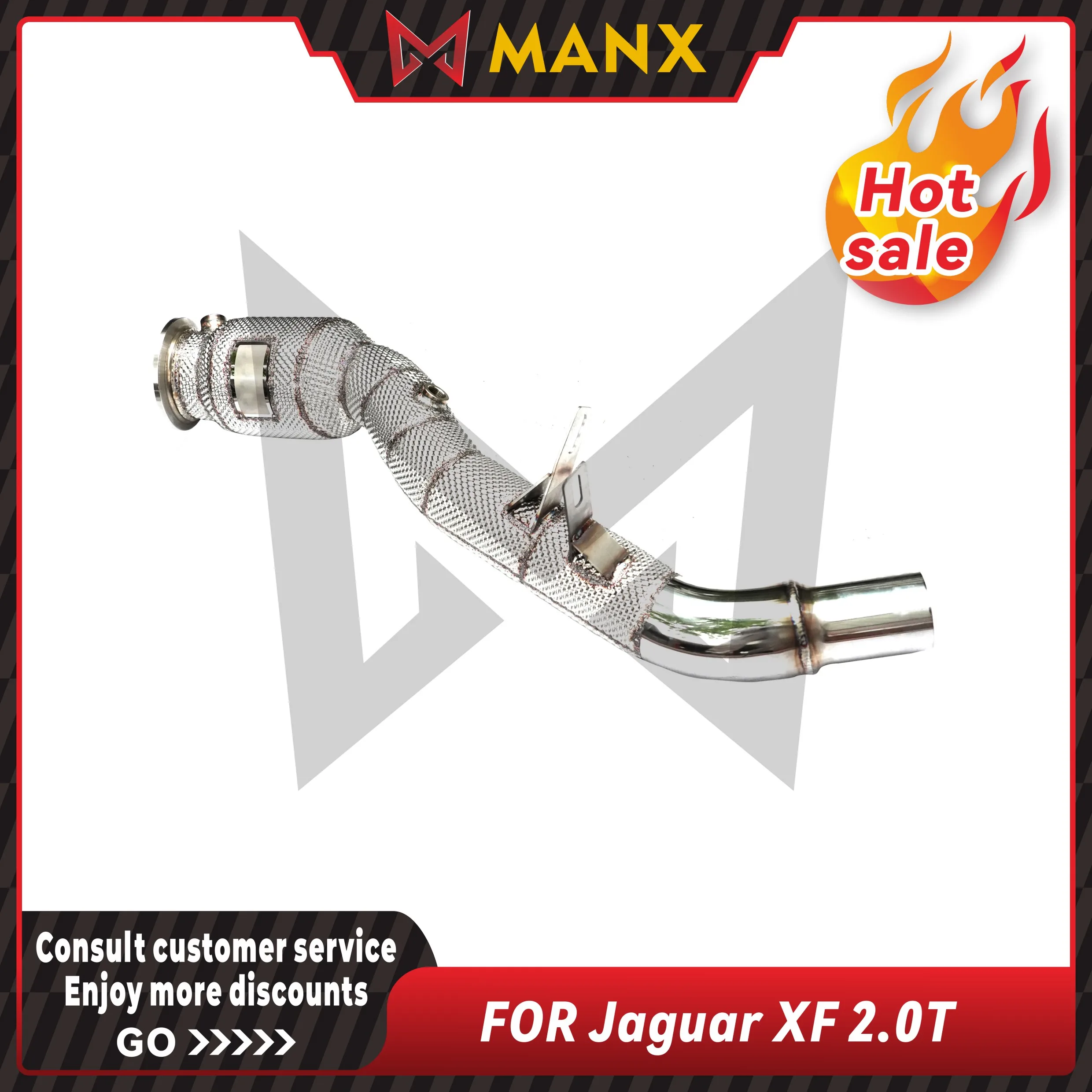 MANX Car Exhaust system for Jaguar XF 2.0T Catalyzed Downpipe Catless Downpipe Stainless steels Performance exhaust pipe