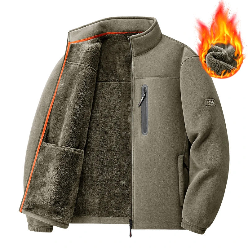 

Men's Outdoor Fleece Jacket Thickened Autumn Winter Casual Versatile Comfortable Style Zipper Closure Long Sleeve Unisex Outwear