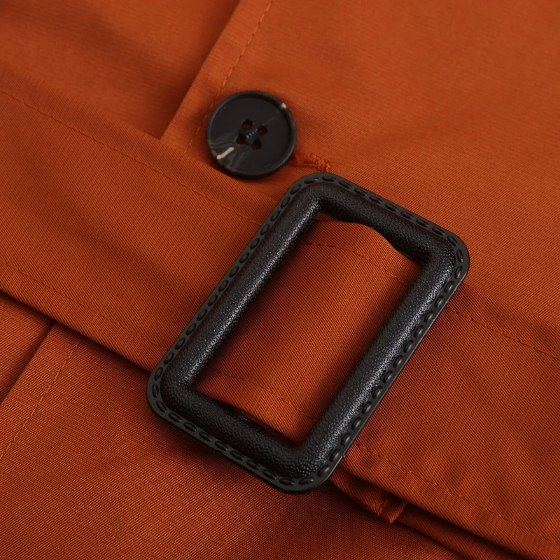 Autumn Winter New Solid-color European American Long-sleeved Trench Coat Men's Lapel Slim-fitting Double-breasted Casual Coat