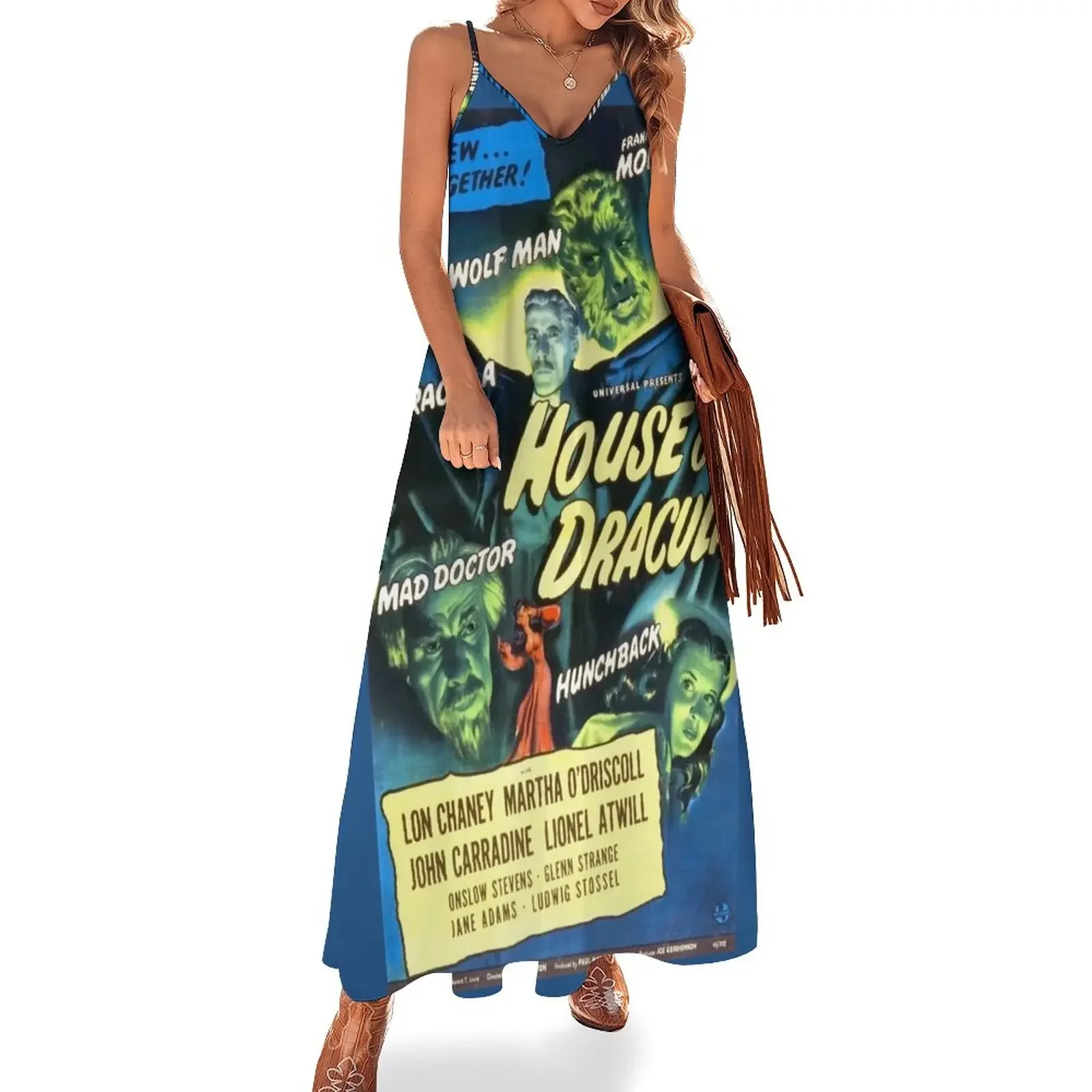 

House of Dracula - vintage horror film poster Sleeveless Dress sensual sexy dress for women festival outfit women