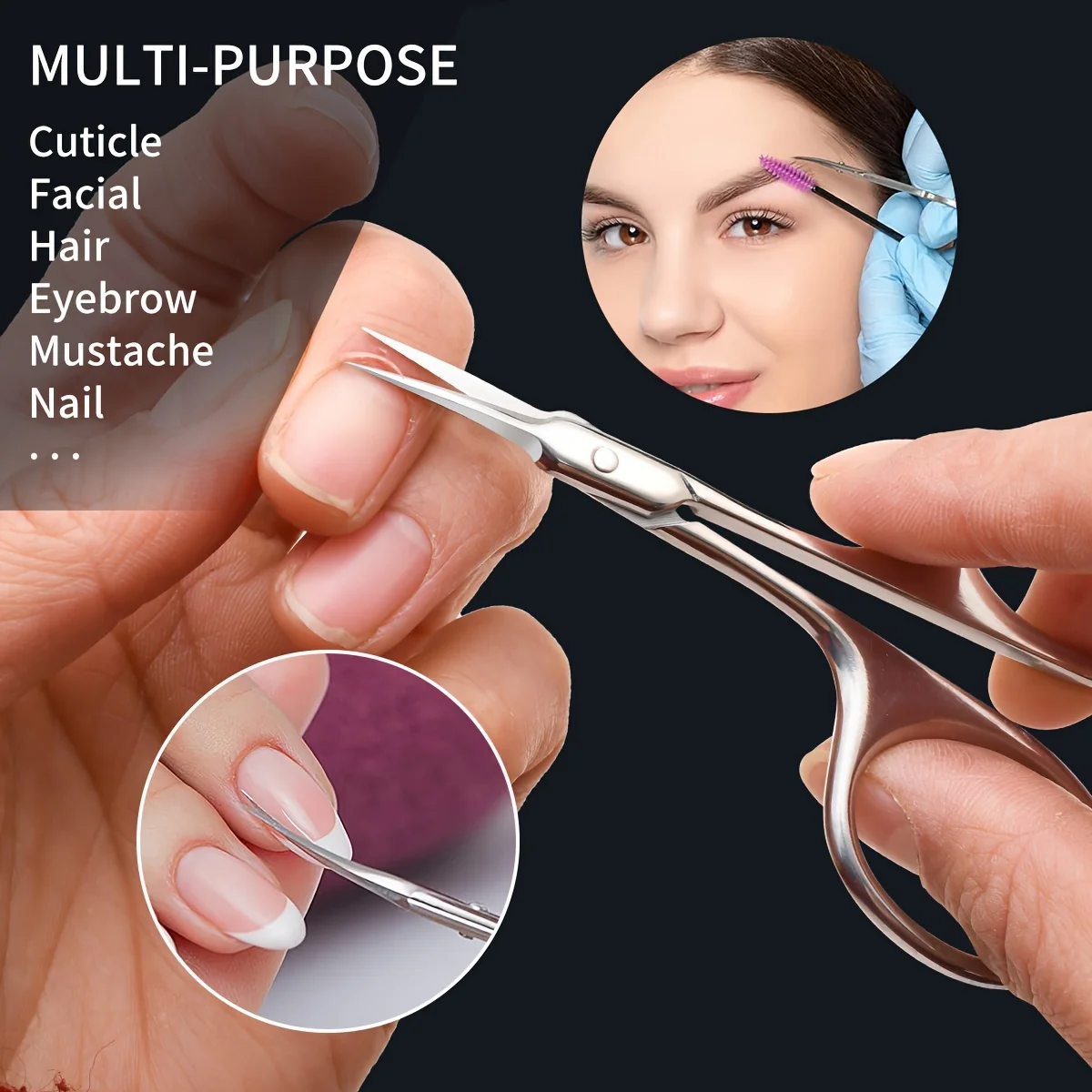 Ultra Fine Silvery Manicure Scissors Stainless Steel Arc Manicure Scissors Cuticle Scissors Ultra Fine Arc Knife