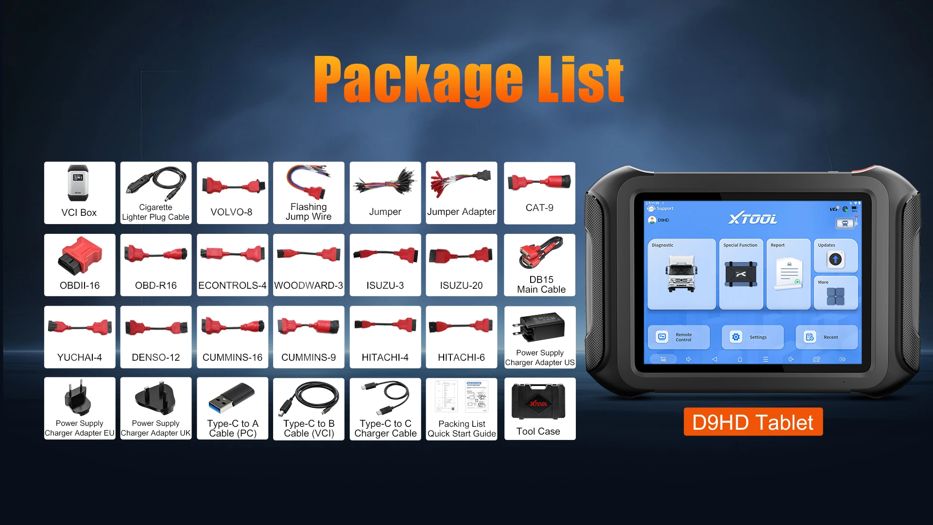 XTOOL D9HD LKW-Diagnosetool Komplettes System mit intelligentem Topologie-Schlüsselprogrammierer 46-Service für 12 V 24 V Kfz-Scanner – Detail 13