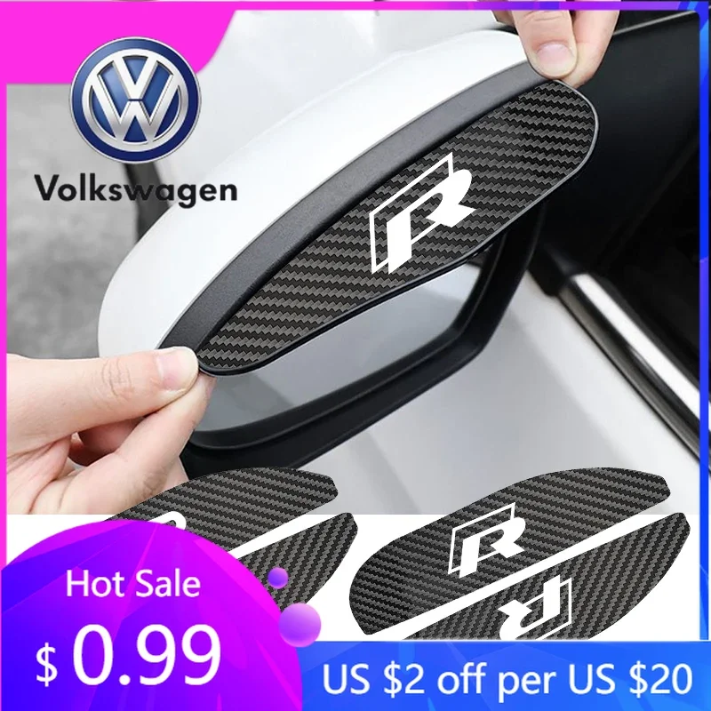 

For VW Volkswagen Jetta MK5 Golf 2Pcs Car Rearview Mirror Rain Eyebrow Carbon Fiber For Volkswagen Tiguan Bora POLO PASSAT CC To