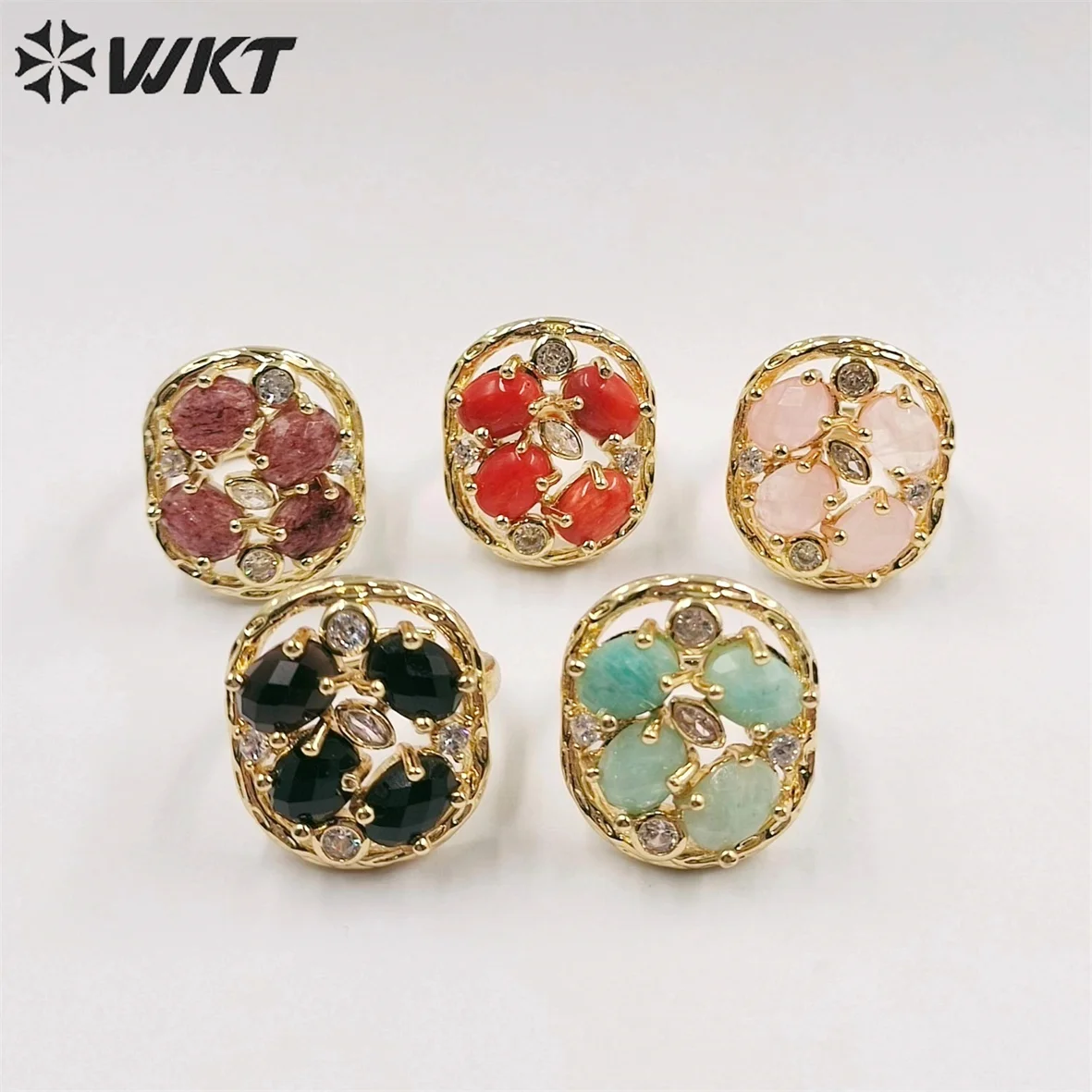 WT-R466 WKT 2023 Hot sale ring natural gemstone trend ring wedding party classy gift ring elegant jewelry sale trend Retro