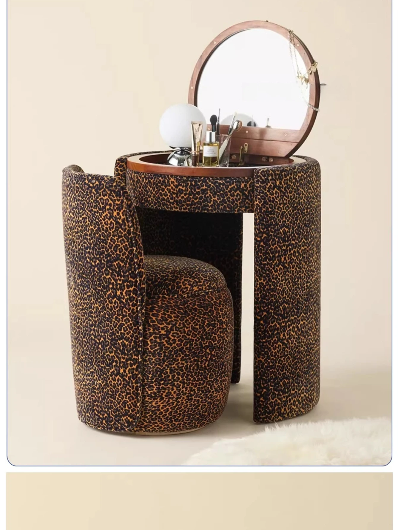 Minimalist dressing table with mirror, multi-functional designer model, creative high-end modern small apartment can store makeu
