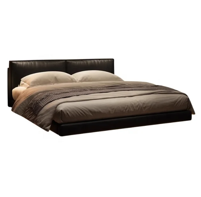 

-ab Italian Minimalist Leather Bed Modern Simple Master Bedroom Bed Light Luxury High-grade Double Floating Bed