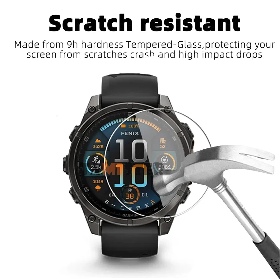ガーミンフェニックス8用強化ガラス保護カバー,スクリーンプロテクター,スマートウォッチ,フィルムアクセサリー,43mm, 47mm, 51mm