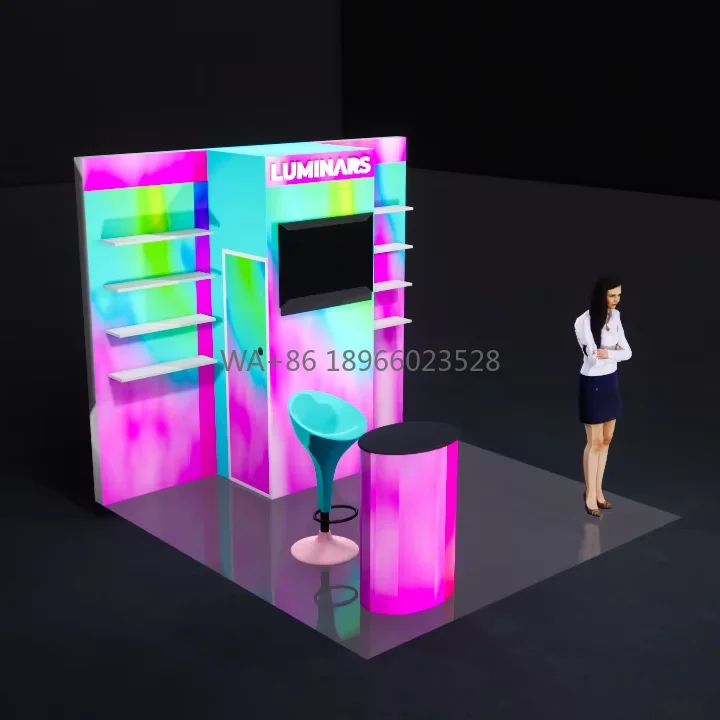 Ideas de exhibición de productos de exposición 10x10 para espectáculo de belleza que incluyen estantes y almacenamiento IBS LAS VAGAS