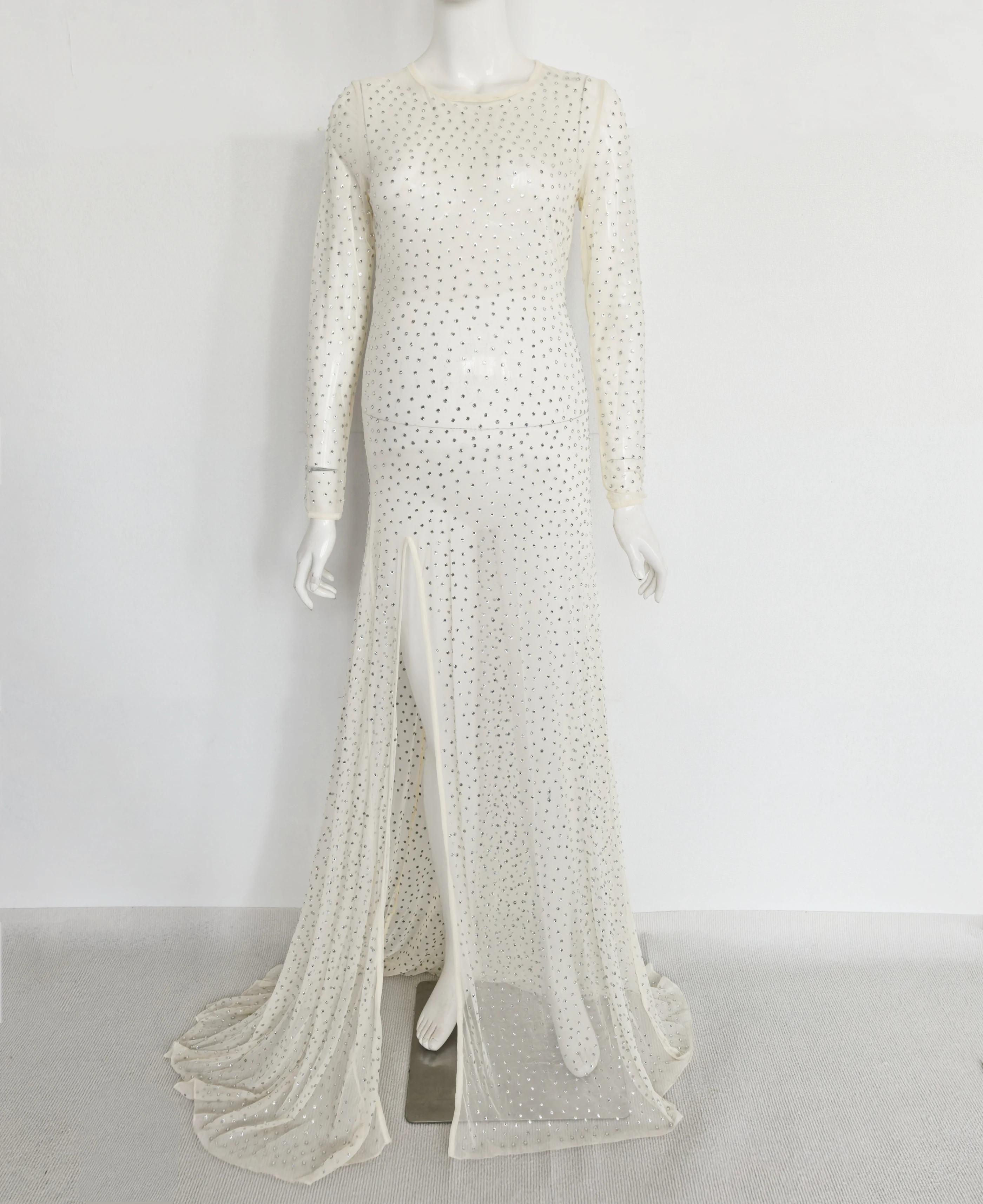 사진 촬영을위한 투명한 신축성있는 얇은 명주 그물 라인 석 출산 긴 드레스 임신 사진 핫픽스 크리스탈 드레스