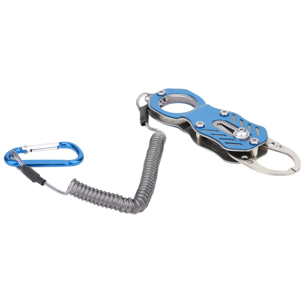 Titanium Alloy Fish Lip Gripper Self-Locking with Retractable Lanyard Fishing Pliers Mini 12*3.3cm Fish Control Clamp
