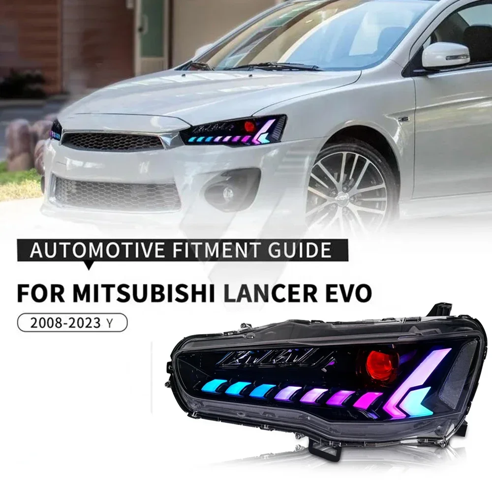 For Mitsubishi Lancer EVO X Headlights Front Lamp Lancer X 2008-18 Dynamic Turning Light LED RGB DRL  Plug And Play