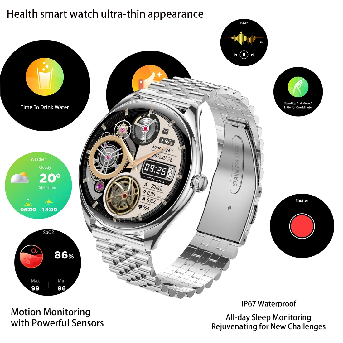 

2024 Fashion Trend Bluetooth Calling Healthy Exercise Sleep Monitoring Calorie Exercise Recording Voice Assistant Smart Watch