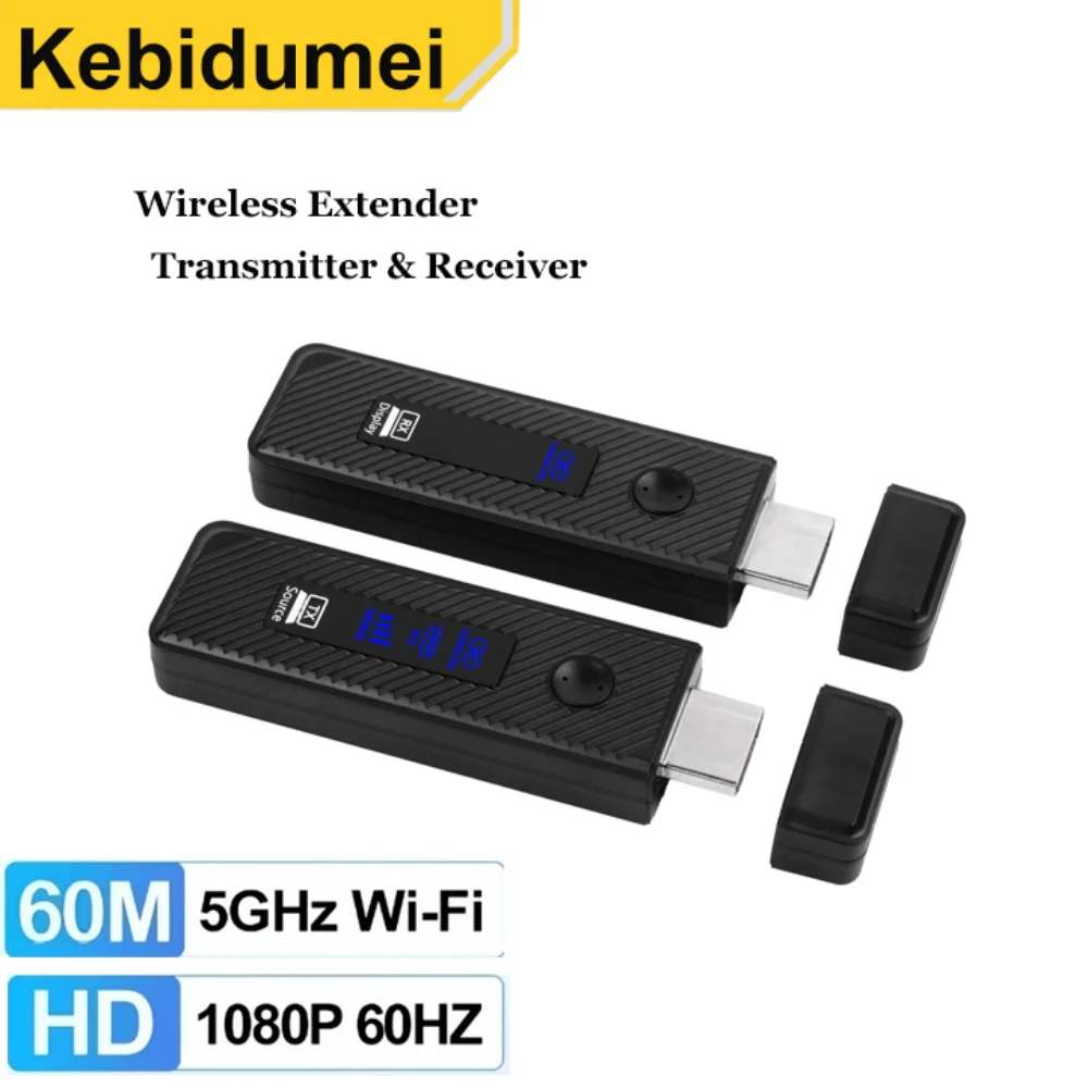 

1080p 60m Wireless Video Transmitter Receiver Screen Share HDMI-compatible Extender Display Adapter Dongle For PC TV Monitor