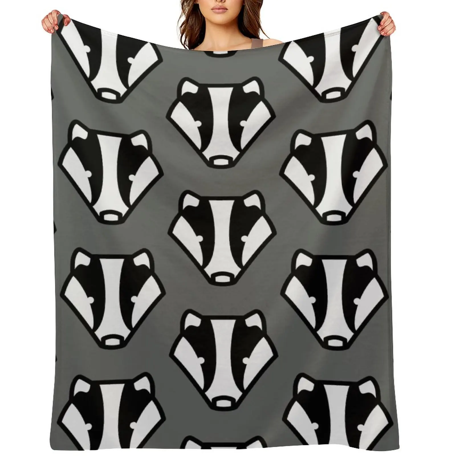 

Badger badger badger grey and black design Throw Blanket Bed Fashionable sofa bed Shaggy Weighted Blankets
