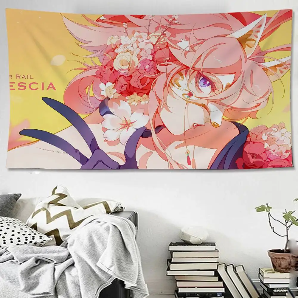 Honkai Star Rail Evanescia Printed Large Wall Tapestry Indian Buddha Wall Decoration Witchcraft Bohemian Hippie Wall Art Decor