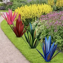 Metal Agave Artificial Tequila Landscape Sculpture DIY Metal Agave Plant Home Decoration Rustic Hand Painted