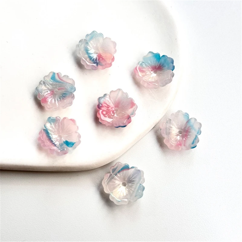20pcs/lot acetic acid 14mm flower torus beads resin charm connectors for diy hairclip earrings craft jewelry making accessories