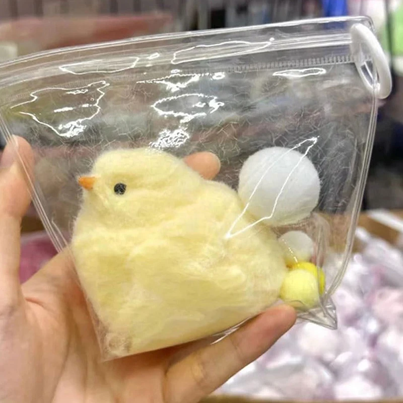 Pollo blando Kawaii hecho a mano, silicona suave flocado amarillo, sello de pollo suave, juguete de regalo de cumpleaños para niños, lindo pollito blando