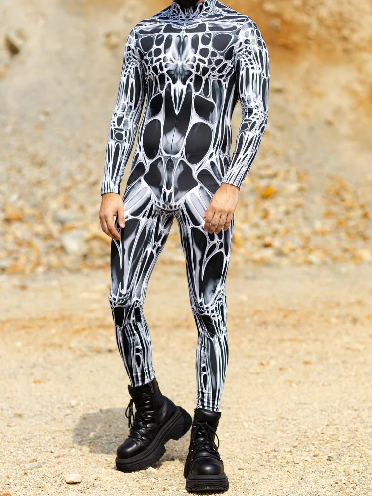 Zentai imbibé pour les couples, motif de ligne d'Halloween, costume de batterie de festival de cosplay imprimé, collants unisexes, ensemble de olympiques de fête uniques