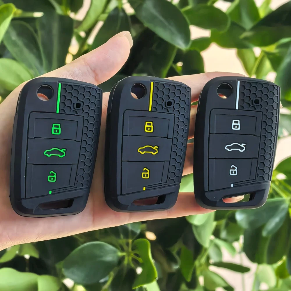 Silicone Key Chain Case Cover for Skoda Rapid Octavia A7 Aktavia Karoq Fabia Seat Ibiza Leon Ateca for VW Golf 7 Polo T6.1 T-Roc