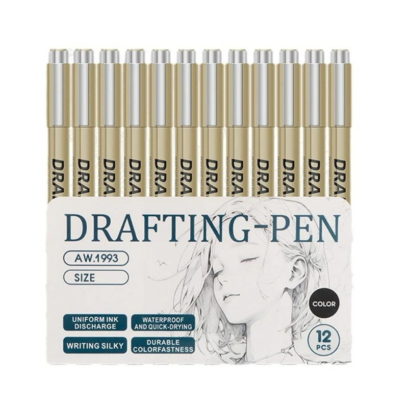 6/9/12x/Set مجموعة أقلام خط رفيع مقاوم للماء قلم تحديد صياغة قلم رسم القلم