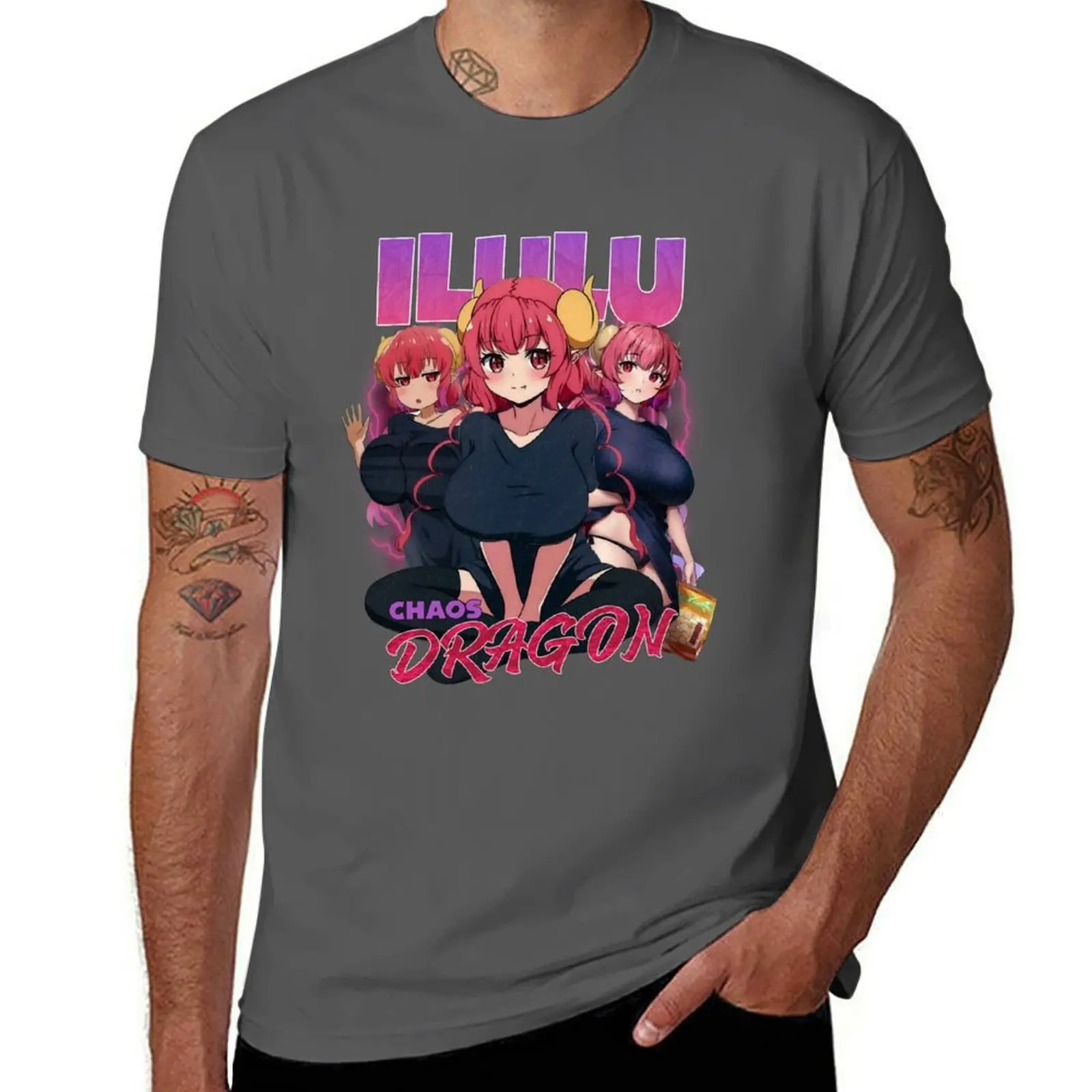 

Miss Kobayashi's Dragon Maid Ilulu Vintage Bootleg Design T-Shirt UV Sun Protection Tee Shirt