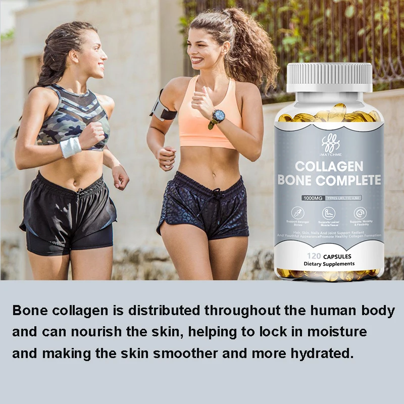 iMATCHME Bone Collagen Capsules Marine Collagen with Calcium, Magnesium,Vitamin D3,Vitamin C,Vitamin K-2 Support Bone & Joint