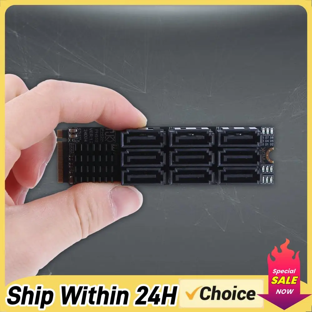 M.2 M KEY Nvme To 9 Ports SATA 3.0 Adapter PCIE 3.0 X2 Hard Disk Capacity M.2 NVME To SATA 3.0 Converter for Desktop PC