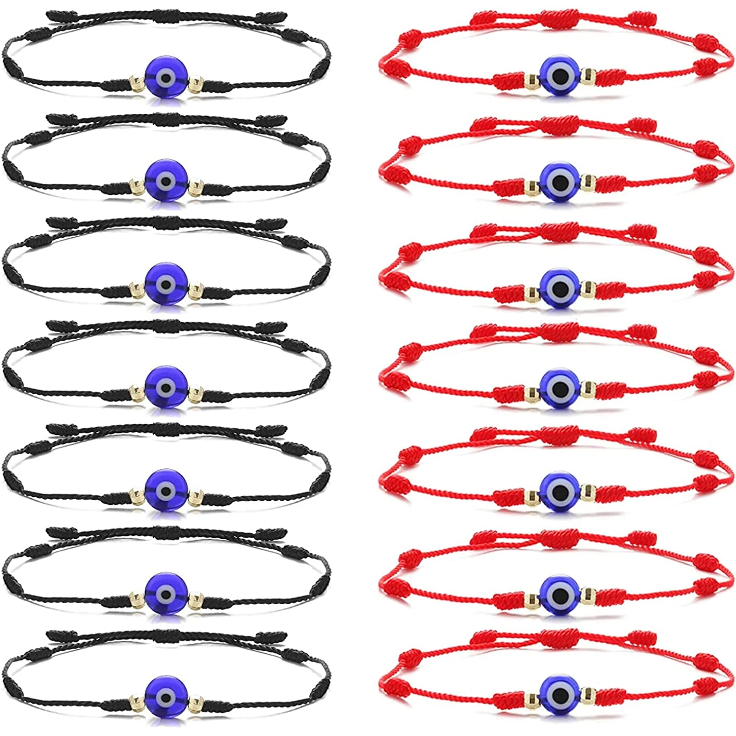 6Pcs Red String Evil Eye Charm Bracelets for Women Men Teen 7 Knots Handmade Braided Bracelet Protection Friendship Adjustable