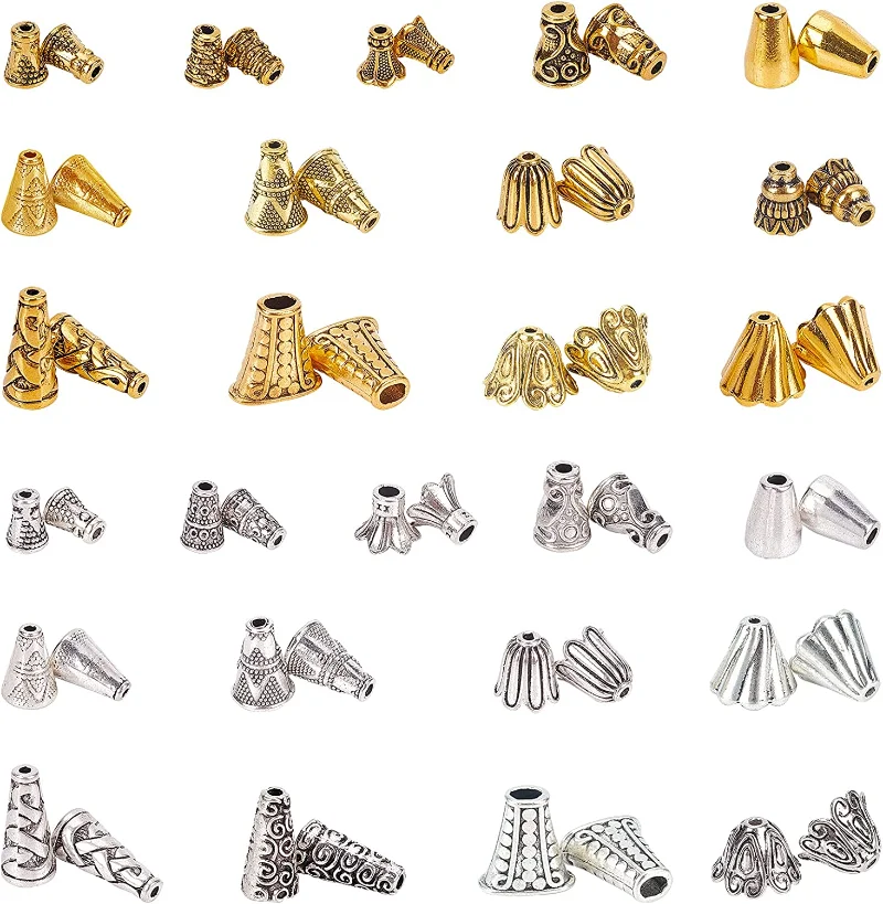 10-100PC Alloy Tassel Ends Cap Bead Cone Spacer Bead Caps Cover Thread Ends for Earring Necklace Jewellry DIY Craft Making