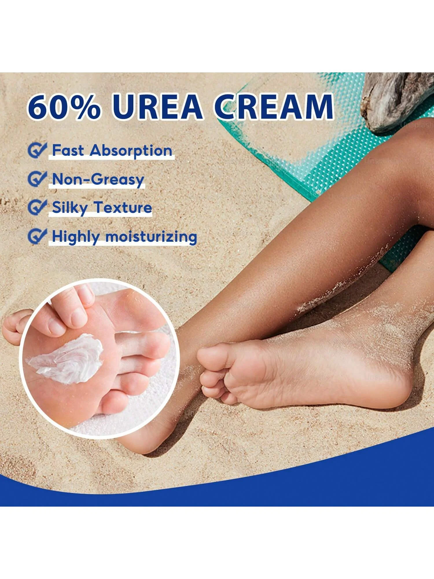 60% Urea Foot Cream With Salicylic Acid, Moisturizing Repair Lotion for Dry Skin, Care for Feet Elbows Knees, 200ml