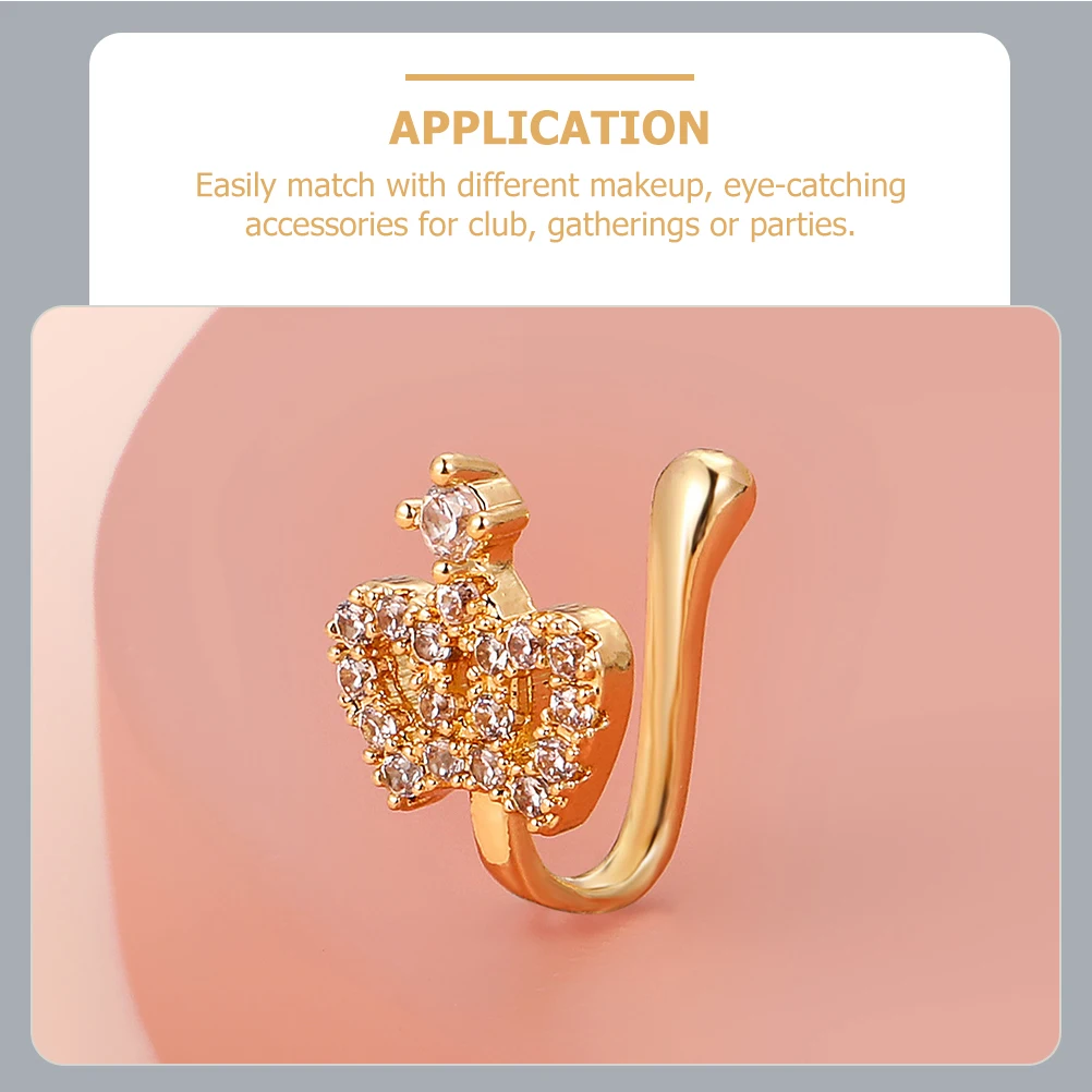 

9pcs Nose Clip Ring U shaped Hoops Piercing Animal Magnetic Golden Copper Stud Durable Safe For Skin Party Accessories