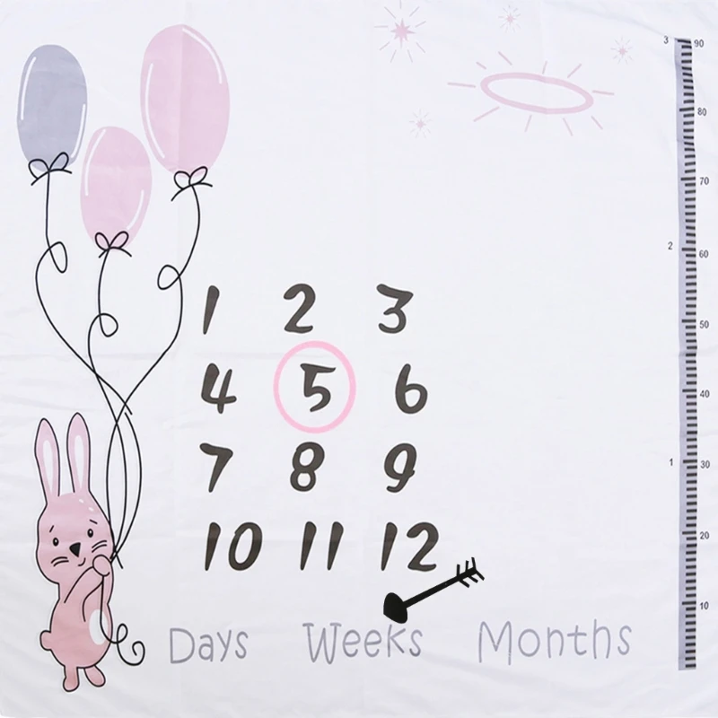 1 Set Baby Monthly Record Growth Milestone Blanket Newborn Photography Props Accessories for Creative Cartoon Printing Dropship