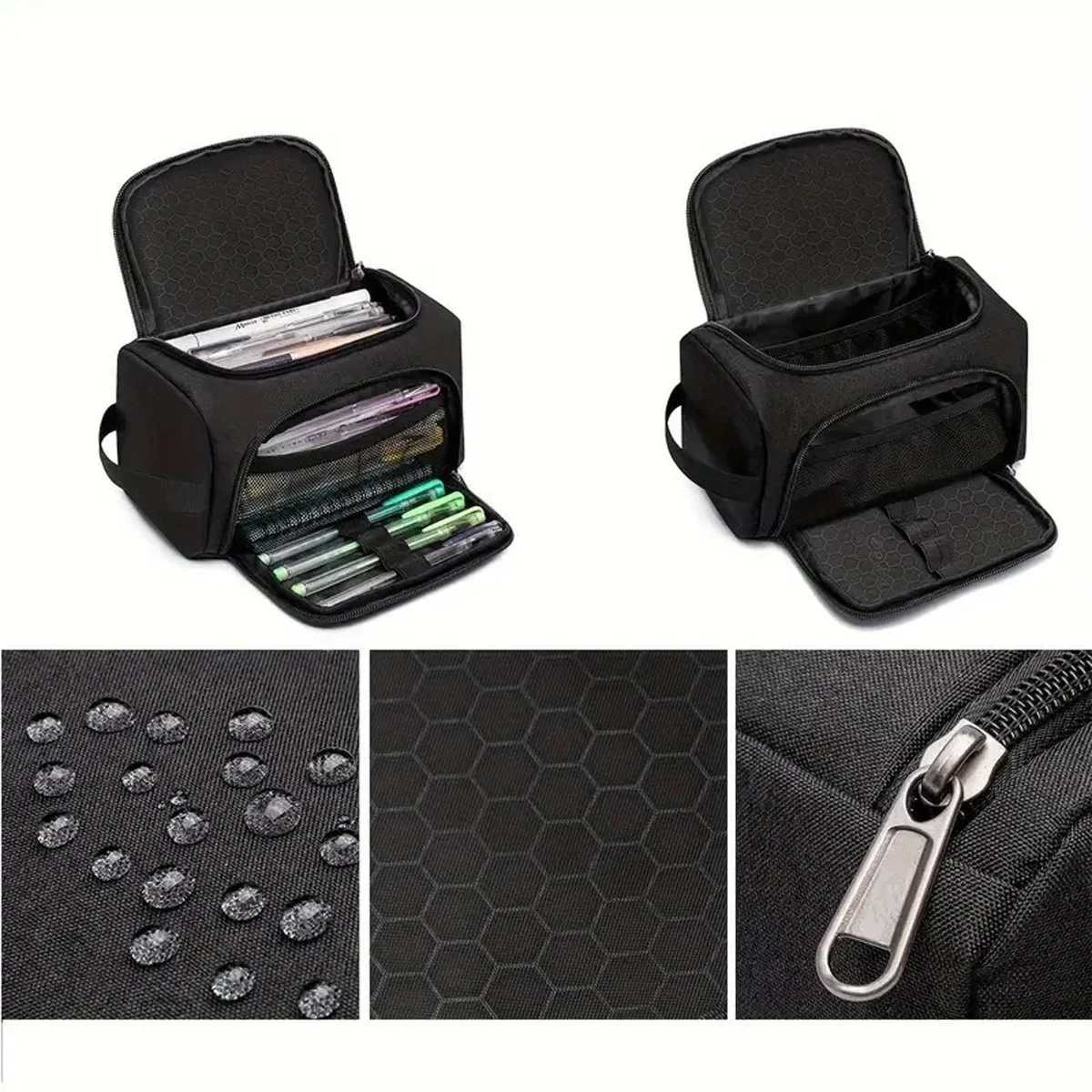 Extra-Large Multi-Purpose Pencil Case Durable Polyester Spacious Organizer for School Supplies & Makeup Portable Design forTeens